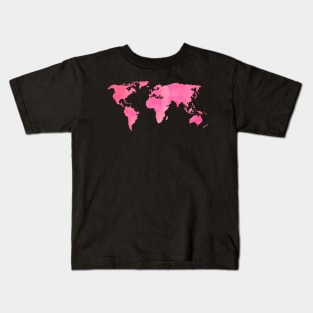 World Map Pink Kids T-Shirt